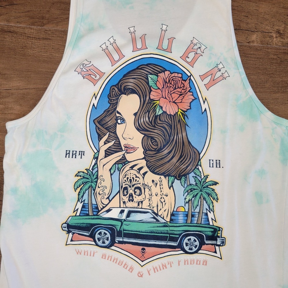 Sullen Art Tank Top Mens Med Monte Carlo Tattoo Woman Rose Skull‎ 100% Cotton